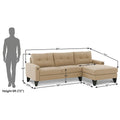 Adorn India Midas L Shape 6 Seater Sofa Set Right Hand Side (Beige) (3 Year Warranty)