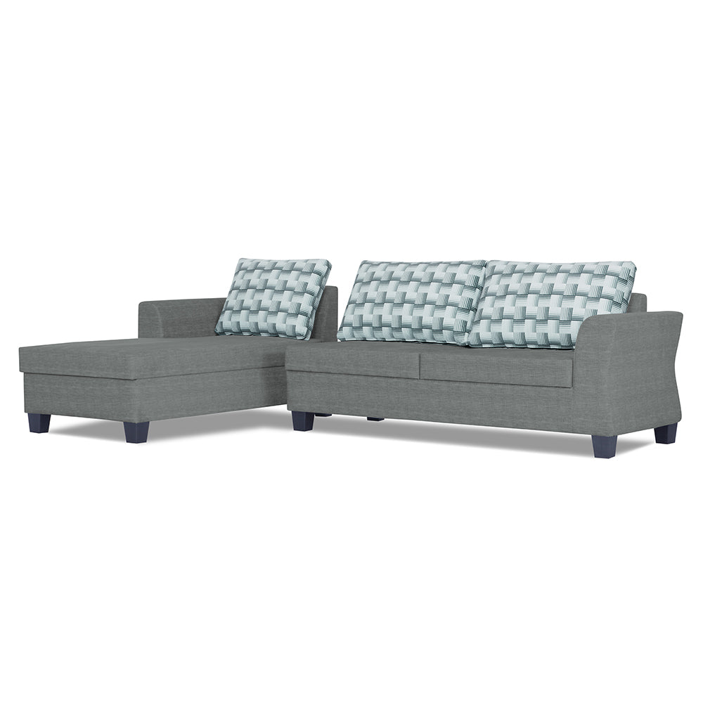 Adorn India Alexia Plus Bricks L Shape 6 Seater Sofa Set (Left Hand Side) (Grey)