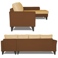 Adorn India Maddox Plain Two Tone L Shape 6 Seater Sofa Set RHS (Brown & Beige) (3 Year Warranty)