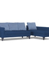 Adorn India Beetle Plus Stripes L Shape 6 Seater Sofa Set (Right Hand Side) (Blue)