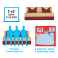 Adorn India Easy Boom 3 Seater Sofa Cum Bed 5 x 6 (Maroon & Beige) (1 Year Warranty)