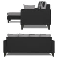 Adorn India Denver L Shape 5 Seater Sofa Set LHS (Grey & Black) (3 Year Warranty)