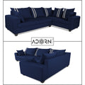 Adorn India Winston L Shape 6 Seater Sofa Set (Right Side) (Blue)