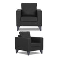 Adorn India Straight line Plus Leatherette 3+1+1 5 Seater Sofa Set (Black) (3 Year Warranty)