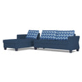 Adorn India Valencia Plus Bricks L Shape 6 Seater Sofa Set (Left Hand Side) (Blue)