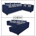 Adorn India Poland L Shape 5 Seater Sofa Set - Right Side (Blue)