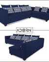 Adorn India Poland L Shape 5 Seater Sofa Set (Right Side) (Blue)