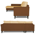 Adorn India Maddox Plain Two Tone L Shape 6 Seater Sofa Set LHS (Brown & Beige) (3 Year Warranty)