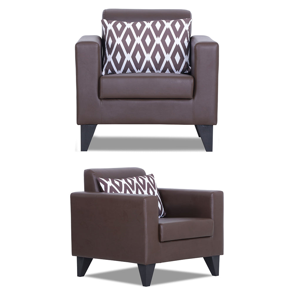 Adorn India Bladen Leatherette 3+1+1 5 Seater Sofa Set (Brown)