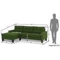 Adorn India Midas L Shape 6 Seater Sofa Set Left Hand Side (Green) (3 Year Warranty)