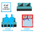 Adorn India Easy Desmond 2 Seater Sofa Cum Bed 4 x 6 (Aqua Blue & Black) (1 Year Warranty)