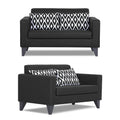 Adorn India Bladen Leatherette 3+2 5 Seater Sofa Set (Black)