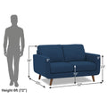 Adorn India Damian 2 Seater Sofa (Blue) (3 Year Warranty)