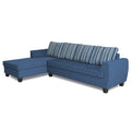 Raiden Stripes L Shape 6 Seater Sofa Set with Center Table (Left Hand Side) (Blue)