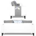 Adorn India Ashley Digitel Print Leatherette Fabric 3-2-1 Six Seater Sofa Set (Grey & White) (3 Year Warranty)