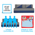 Adorn India Foam Easy Desmond 4 Seater Sofa Cum Bed 6 X 6 (Blue & Grey) (1 Year Warranty)