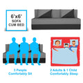 Adorn India Easy Desmond 4 Seater Sofa Cum Bed 6 X 6 (Grey & Black) (1 Year Warranty)