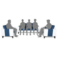 Adorn India Ashley Plain Leatherette Fabric 3-1-1 Five Seater Sofa Set (Blue & White) (3 Year Warranty)