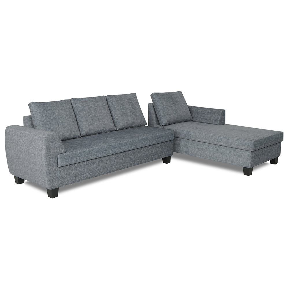 Adorn India Raiden Decent Premium L Shape 6 Seater Sofa Set with Center Table (Right Hand Side) (Grey)