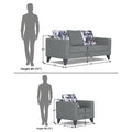 Adorn India Hallton Digital Print Cushion 3-1-1 Five Seater Sofa Set (Grey) (3 Year Warranty)