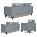 Adorn India Lawson Stripes 3+2+1 6 Seater Sofa Set with Centre Table (Grey)