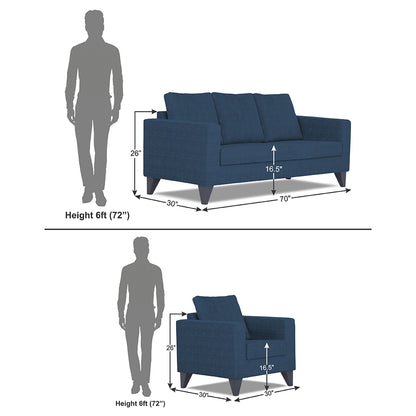 Adorn India Hallton Plain 3-1-1 Five Seater Sofa Set (Blue)