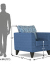 Adorn India Cortina Damask (3 Years Warranty) 1 Seater Sofa (Blue) Modern