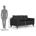 Adorn India Straight line Plus Leatherette 3 Seater Sofa (Black) (3 Year Warranty)