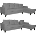 Adorn India Hallton Plain L Shape 6 Seater Sofa Set RHS (Grey) (3 Year Warranty)