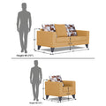 Adorn India Hallton Digitel Print Cushion 3+1+1 5 Seater Sofa Set (Beige) (3 Year Warranty)