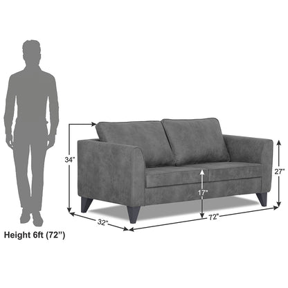 Adorn India Enzo Decent Premium Leatherette Suede 3 Seater Sofa (Grey)