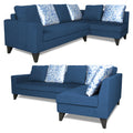 Adorn India Bryson L Shape 6 Seater Sofa Set Digitel Print (Right Hand Side) (Blue) (3 Year Warranty)