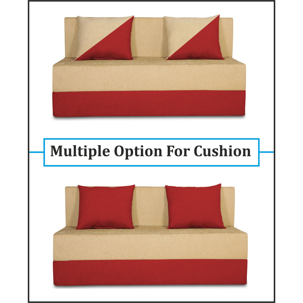 Adorn India Easy Desmond 2 Seater Sofa Cum Bed 4 x 6 (Red & Beige)