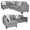 Adorn India Bryson L Shape 6 Seater Sofa Set Digitel Print (Left Hand Side) (Grey) (3 Year Warranty)