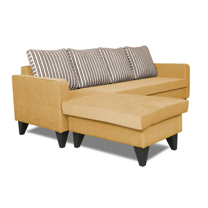 Adorn India Chandler L Shape 5 Seater Sofa Set Stripes (Left Hand Side) (Beige)