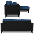 Adorn India Martin L Shape 4 Seater Sofa Set Two Tone (Right Hand Side) (Blue & Black) (3 Year Warranty)