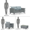 Cortina Damask 3+1+1 5 Seater Sofa Set with Centre Table (Grey) Modern