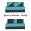 Adorn India Easy Desmond 2 Seater Sofa Cum Bed 4 x 6 (Aqua Blue & Black) (1 Year Warranty)