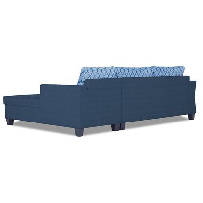 Adorn India Alexia Plus L Shape 5 Seater Sofa Set Blossom (Right Hand Side) (Blue)