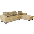 Raiden Damask L Shape 6 Seater Sofa Set with Center Table (Right Hand Side) (Beige)