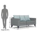 Adorn India Straight Line Plus Stripes 3 Seater Sofa (Grey) (3 Year Warranty)