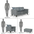 Sheldon Crafty 3+1+1 5 Seater Sofa Set with Centre Table (Grey)