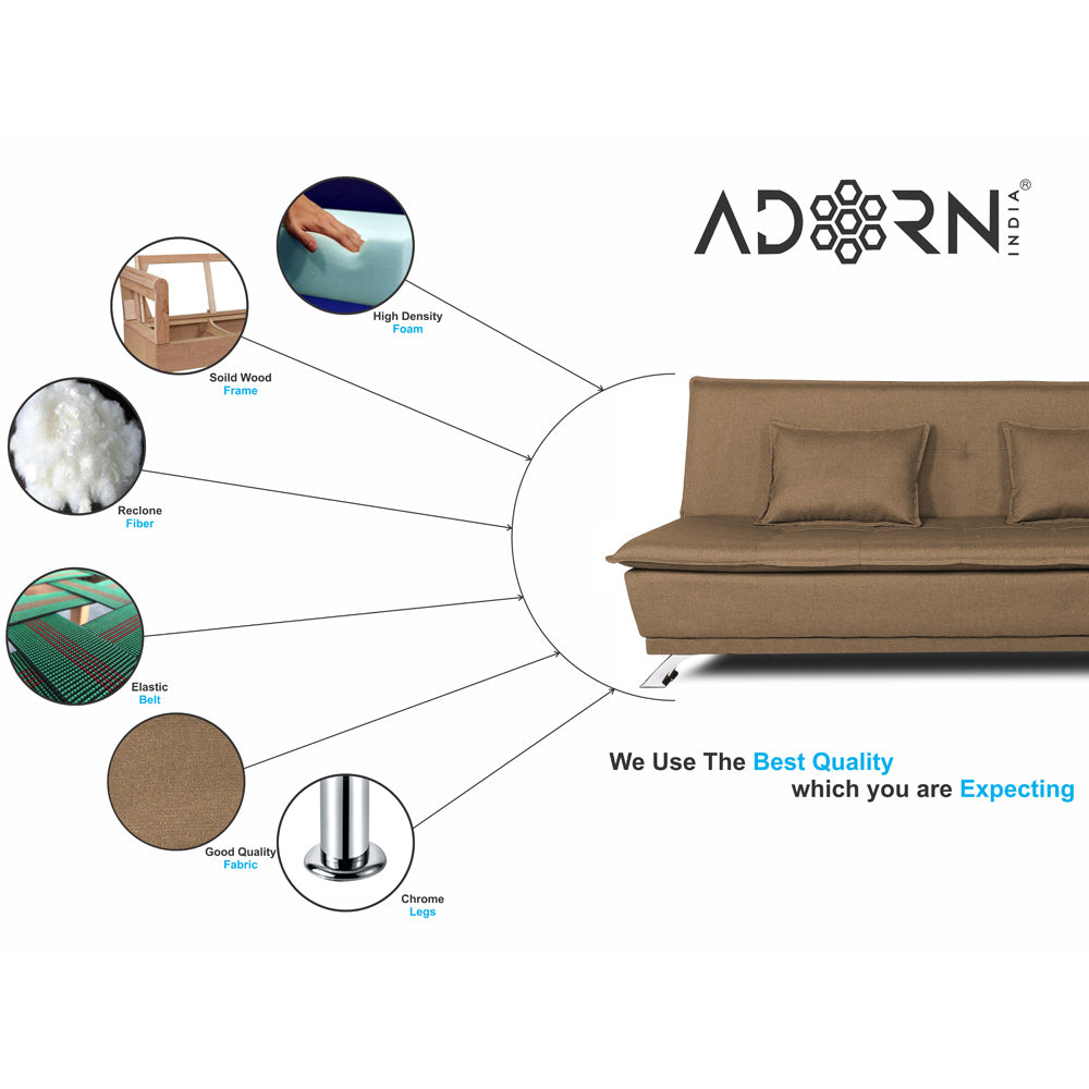 Adorn India Arden 3 Seater Sofa Cum Bed Fabric (Camel)