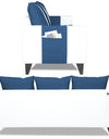 Adorn India Ashley Stripes Leatherette 3 Seater Sofa Set (Blue & White)