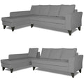 Adorn India Maddox Plain L Shape 6 Seater Sofa Set LHS (Grey) (3 Year Warranty)