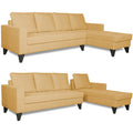 Adorn India Hallton Plain L Shape 6 Seater Sofa Set RHS (Beige) (3 Year Warranty)