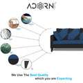 Adorn India Denver L Shape 5 Seater Sofa Set RHS (Blue & Black) (3 Year Warranty)