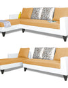 Adorn India Ashley Leatherette Fabric L Shape 6 Seater Sofa Set Digitel Print (Left Hand Side) (Beige & White)