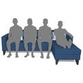Adorn India Bladen L Shape 5 Seater Sofa Set Floral Print (Right Hand Side) (Blue)