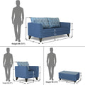 Cortina Damask 3+1+1 5 Seater Sofa Set with Centre Table (Blue) Modern